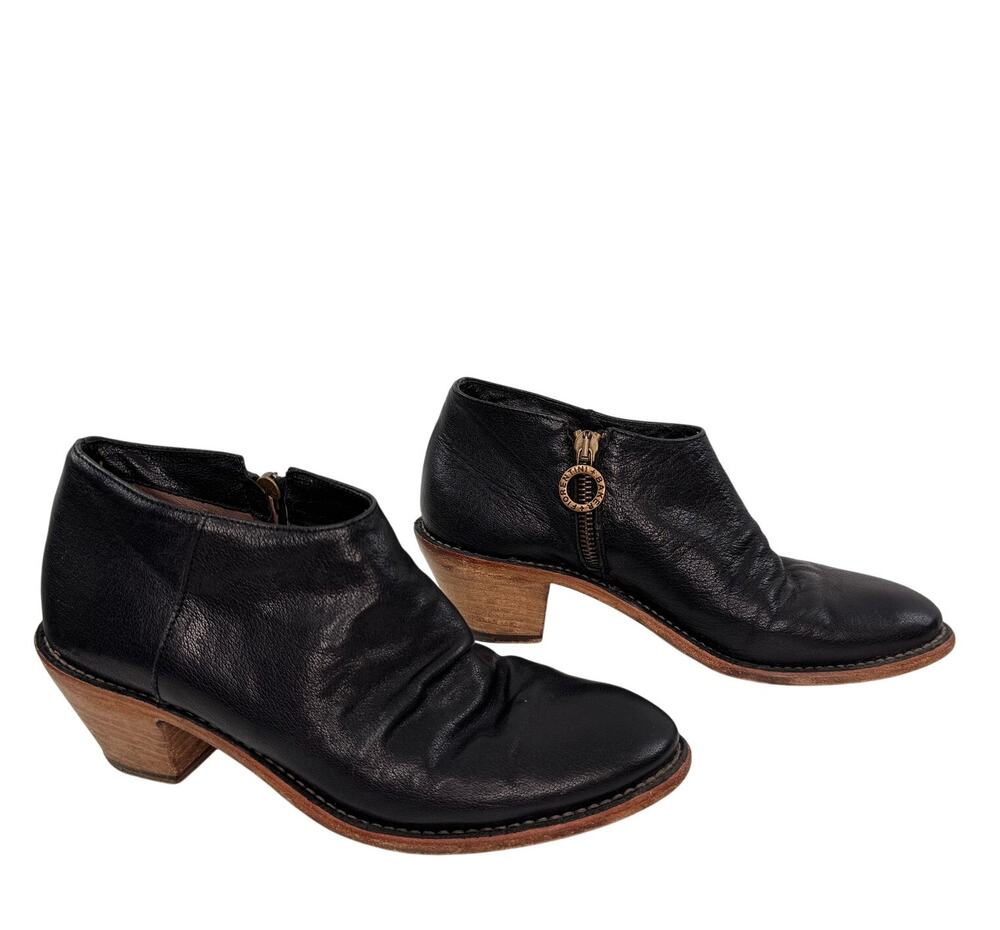 VTG Fiorentini + Baker Rykel Womens Booties Black Leather Side Zip Ankle Boot 37